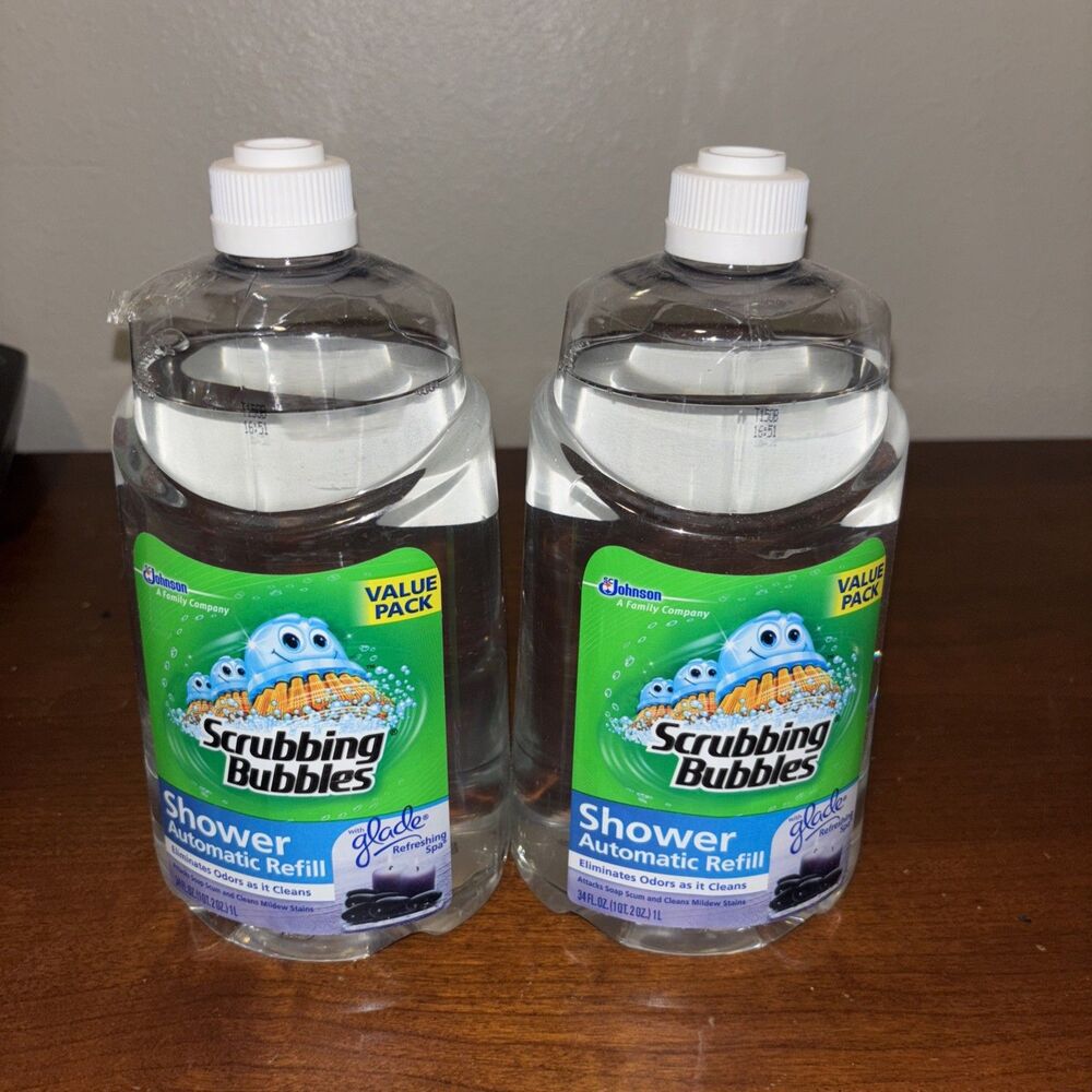 2 Scrubbing Bubbles Automatic Shower Cleaner Refills 34 Oz, Fresh Clean Spa